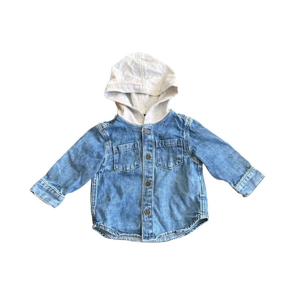 Cat & Jack Denim Jacket with Hoodie — Size 12M